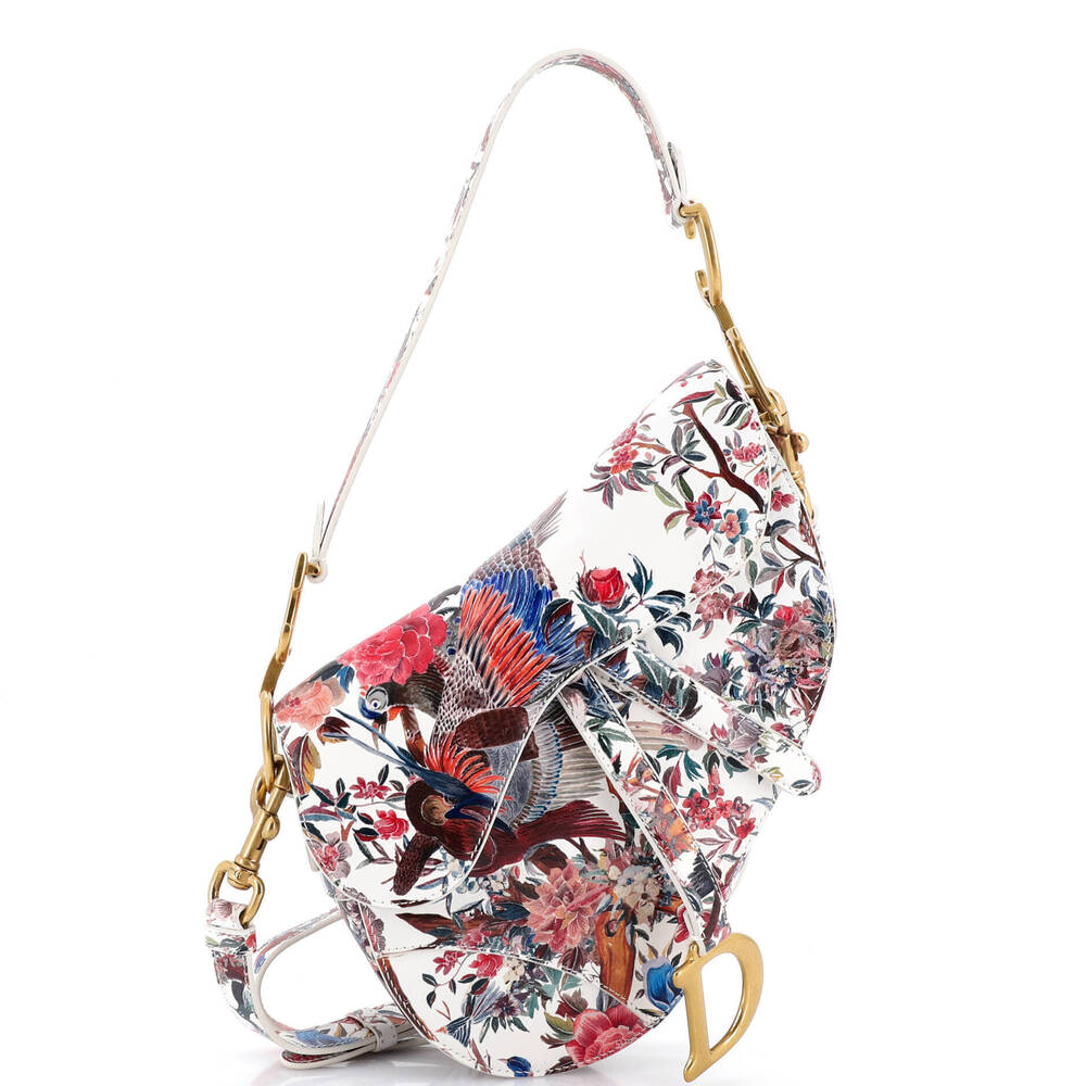 Christian Dior Medium Saddle Handbag with Strap Printed Leather